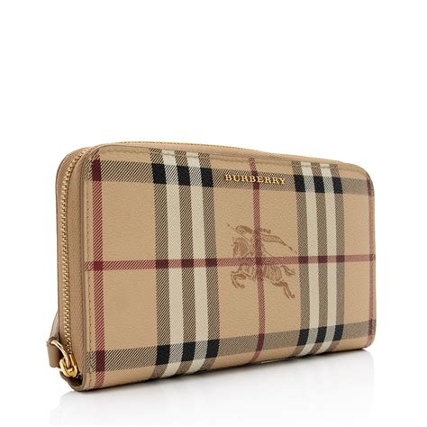 burberry haymarket check zip around wallet